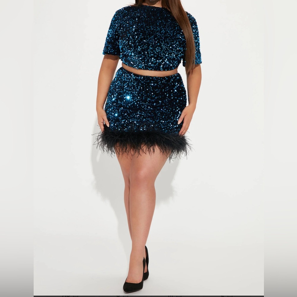 Perfect Night Out Sequin Skirt Set - Royal | XL 🪩
